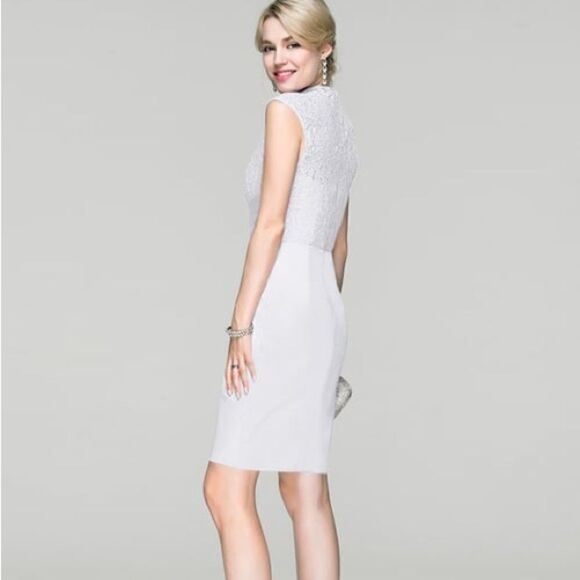 JJs House Grape Charmeuse Lace Cocktail Sheath Dress Size 8 C20 - Picture 3 of 9